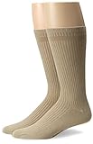 Dr. Scholl's Men's 2 Pack Everyday Non-Binding Flat Knit Crew Socks, Khaki, Shoe: 7-12
