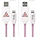 Iasg [MFi Certified] Flat Visible LED Lighted Up Charging Lightning to USB Cable for Apple iPhone 5s 6s Plus 7 Plus 8 Plus X XS XS Max XR SE iPad iPod-3.3FT(1 Meter£©-Pink Purple Light