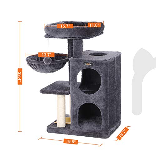 FEANDREA MultiLevel Cat Tree with Feeder Bowl, SisalCovered