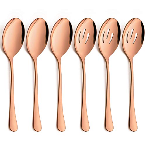 LIANYU 6-Piece Copper Serving Spoons, Copper