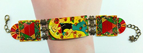Popeye Bracelet, Vintage Tin Art, Unique One of a Kind, Pinball Art, Parcheesi Board, Vintage Art, Designed and Handmade by Artist, Free Shipping