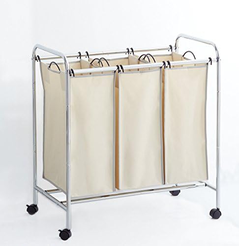 Sturdy Rebrilliant 3-Bag Stainless Steel Chrome Triple Laundry Sorter with Wheels