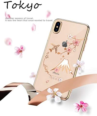 KAUARO Kingxbar for iPhone X&XS/XS Case,Crystals from SWAROVSKI Elementrom,Bling Light Ultra-thin Printed Transparent Hard PC Protective Back Phone Cover for iPhoneX&XS/XS Case Cover-Travel series