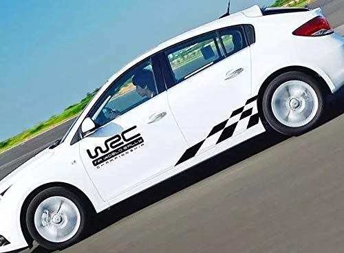 i-VIVIAN Universal Sports Racing Stripe Graphic Stickers and Decals for Truck Auto Car Body Side Door (Grid Black)