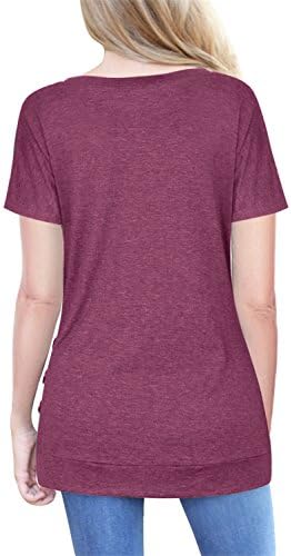 FERYSHE Womens Short Sleeve Buttons Decor Casual T-Shirt Tunic Shirt Blouse Tops