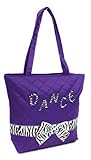 Girls Dance Tote with Zebra Print Bow (PURPLE)