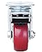 Finnhomy 3 Inch Caster Wheels Set of 4 with Brake Heavy Duty Plate Swivel Casters Premium Polyurethane Wheels PU Load Bearing 2,200 Lbs Lockable Anti-wear Smooth Casters Red