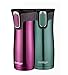 Contigo AUTOSEAL West Loop Stainless Steel Travel Mug with Easy-Clean Lid, 16-Ounce, Greyed Jade/Radiant Orchid, 2-Pack
