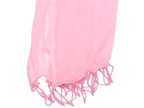 Dupatta Bazaar Indian Casual Baby Pink Beaded Chiffon Dupatta, Scarf Shawl/Chunni