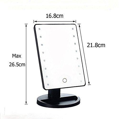 LED Lighted Makeup Mirror, KOZYHOUSE Cordless Vanity Set, Touchable Screen with Brightness Adjustable Vanity Makeup Mirror Lighted for Waxing, Flossing, Christmas Gift (Black, 1 Pack)