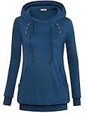 Timeson Women's Casual Pullover Hoodies Long Sleeve V Neck Lightweight Sweatshirt Tops