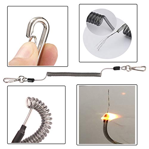 BB Hapeayou Coil Lanyard (4pcs) Safety Heavy Duty Retractable Coiled Tether with Carabiner for Fishing Tackle, Pliers, Kayak, Boating, Tools (Black)