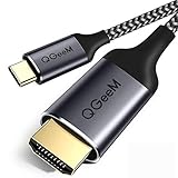 USB C to HDMI Cable Adapter, QGeeM 6ft Braided 4K@60Hz Cable Adapter(Thunderbolt 3 Compatible) for iPad Pro,MacBook Pro 2018 iMac, ChromeBook Pixel, Galaxy S9 Note9 S8 Surface Book hdmi USB-c