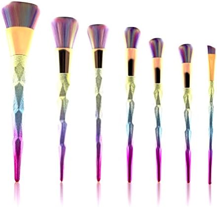 Makeup Brush Kit Cosmetics Set 3D Diamond Colorful Brushes Foundation Powder Cream Synthetic Bristles 7 Pcs with Cosmetics Bag