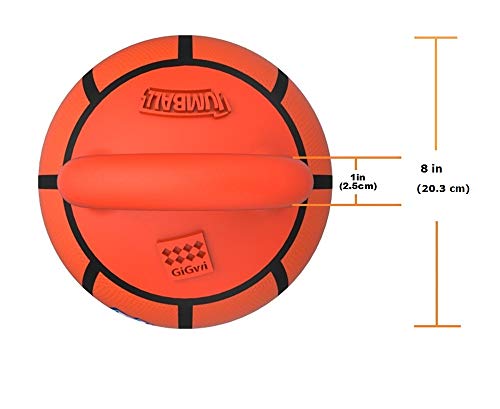 Gigwi JUMBALL Dog Tug and Dog Ball Toss Interactive Toy Dog Basketball Ball with Handle Dog Toy Diameter 8 Inches, Excercise Ball for Large Dogs But not Aggressive Chewers - Thumbnail 3