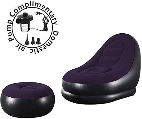 unhg Inflatable Deck Chair with Air Pump, Lounger Sofa, Black