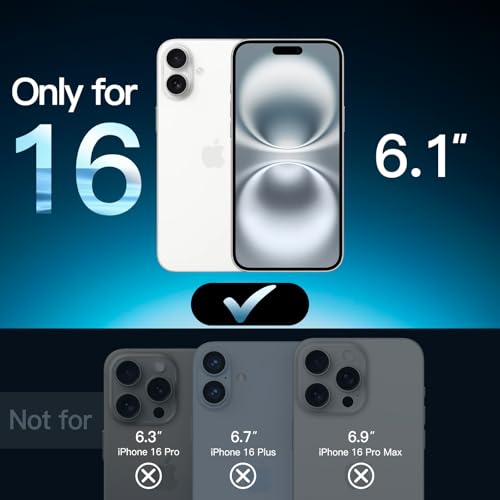 JETech Full Coverage Screen Protector for iPhone 16 6.1 Inch, Black Edge Tempered Glass with Easy Installation Frame, Case Friendly, HD Clear, 3 Pack