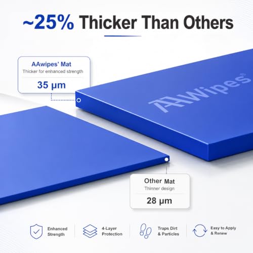 AAwipes Sticky Mat Tacky Pads Adhesive 24" x 36" 5 Packs, 30 Sheets/Packs, 150 Sheets Total Blue Cleanroom Floor Mats Remove Dirt for Laboratory Construction Hospital Shoes