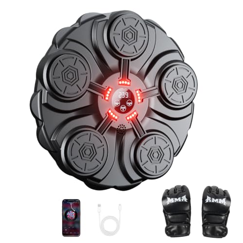 yorraka Machine de Boxe Musicale Adulte - Bluetooth Beatpunch Boxe Mural Musique avec Gants de Boxe - 9 Vitesses Réglables et Comptage Music Boxing Machine pour Enfants Entraînement à la Maison
