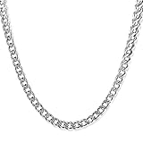 JINGRAYS 3-6mm Curb Chain Necklace for Men Biker Punk Style,Stainless Steel Chain, 20-28 inches -Silver