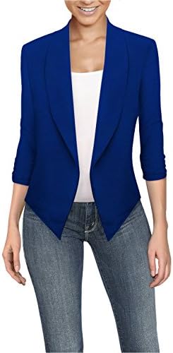 Hybrid & CompanyLightweight Open Front Cardigan Classic Ruched Sleeve Work Office Blazer Suit Jackets