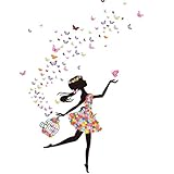 Hatop New Removable DIY Butterfly Flower Fairy stickers Bedroom Living Room Walls (I)