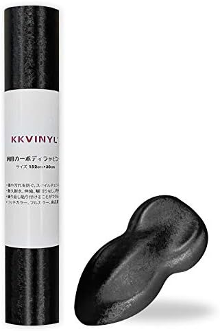 Kkvinyl カーラッピングシート マットブラック 車 ラッピングシート バイク カモフラージュ 艶なし黒 エア抜き溝 伸縮性 耐水 長さ152cm幅30cm 内装 Tx002