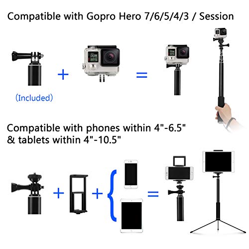 Bluetooth Selfie Stick Tripod,PEYOU 59" Extendable Monopod with Aluminum Tripod Stand and Remote Compatible for iPhone Xs Max XR X 8 7 6S 6 Plus,Galaxy S10 S9 S8 Plus,Tablet,Compatible for Gopro