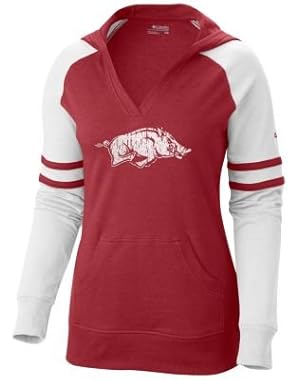 Women's Collegiate Campus Cutie Long Sleeve Hoodie Shirt, Ark-Red Velvet, White