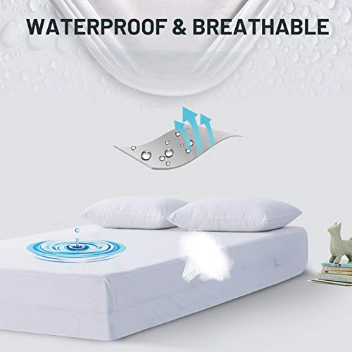 ENITYA Waterproof Mattress Protector with Zipper,Breathable Mattress Encasement with Knitted Quiet Fabric,Premium Mattress Cover,Soft Mattress Pad Comes in All Sizes:T,TXL,F,Q,K,CK,Machine Washable.