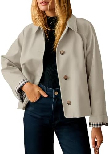 Amazon.com: CHARTOU Women's Short Trench Coats Fall Notch Collar