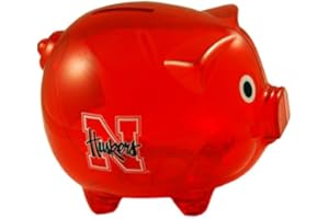 GAME DAY OUTFITTERS NCAA Nebraska Cornhuskers Clear Plastic Piggy Bank