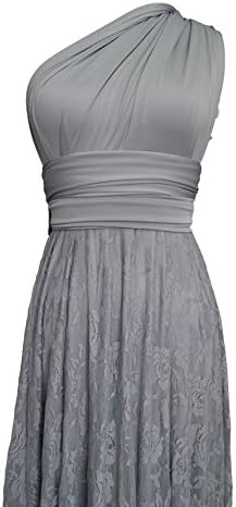 Full Length Convertible Bridesmaids Dress in Lilac Grey Lace,One Size