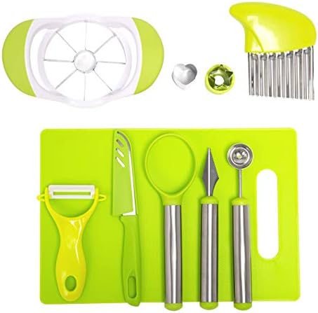 IMAHOU Fruit Carving Tools - Stainless Steel Peeler,Apple Slicer,Vegetable Cutters Shapes,Fruit Carving Knife,Melon Baller Scoop,Wavy Chopper Knife,Pulp Separator(10)