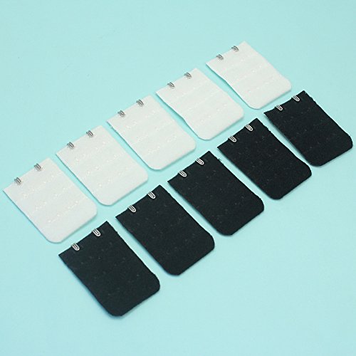 10x Bra Extender Strap Replacement 2 Hooks Row Black White Color Women Ladies - Thumbnail 4