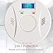 2 Pack Combination Smoke and Carbon Monoxide Detector Alarm Battery Operated Digital Display for Travel Home Bedroom and Kitchen