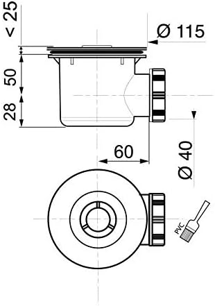 Wirquin 30723743 Whirlpool Shower Drain with Horizontal Outlet for Trays ø90 with ABS Dome, Chrome, Grey, Norme - Image 3