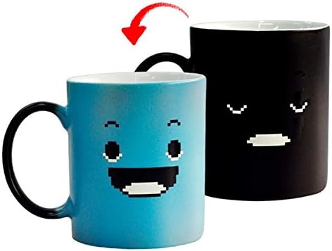 MEKAI Morning Coffee Mug. 11 ounce. Changing Color Mug For You And Your Friend. Ceramic Heat Sensitive Color Changing Coffee Mug. Novelty Heat Sensitive Mug With Funny Smile