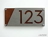 Modern House Numbers, Concrete with Marine Plywood - Contemporary Home Address - Sign Plaque - Door Number
