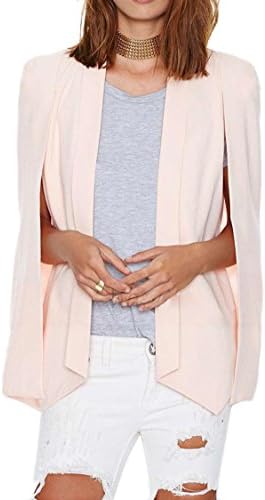 Evenstone Women's Split Batwing Sleeve Cape Blazer Open Spring Coat(Pink,S)