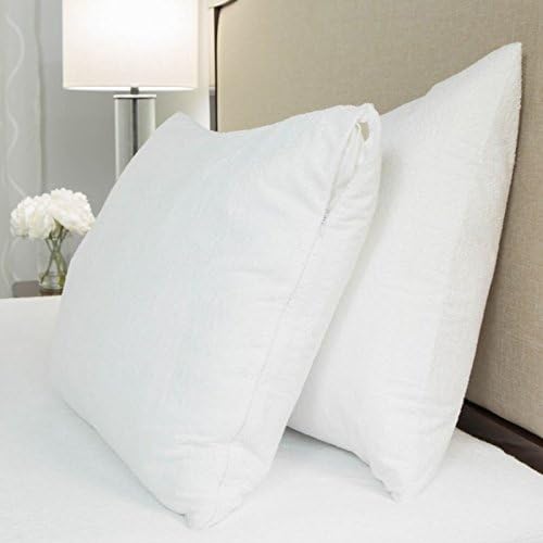 British Choice Linen Waterproof pillow protector (50 X 70 Cm) zippered Bed Bug Proof Pillow Cover Protects Against Dust Mite, Bacteria, Allergens Terry cotton Fabric Pillow Protector