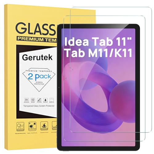 Gerutek 2 Pieces Screen Protector for Lenovo Idea Tab 2025 / Tab M11 2024 / K11 Gen 2, 11 Inches (TB-336FU/330FU/331FC/330XU), 9H Hardness, Anti-Scratch, Anti-Fingerprint, Bubble-Free, Tempered Glass
