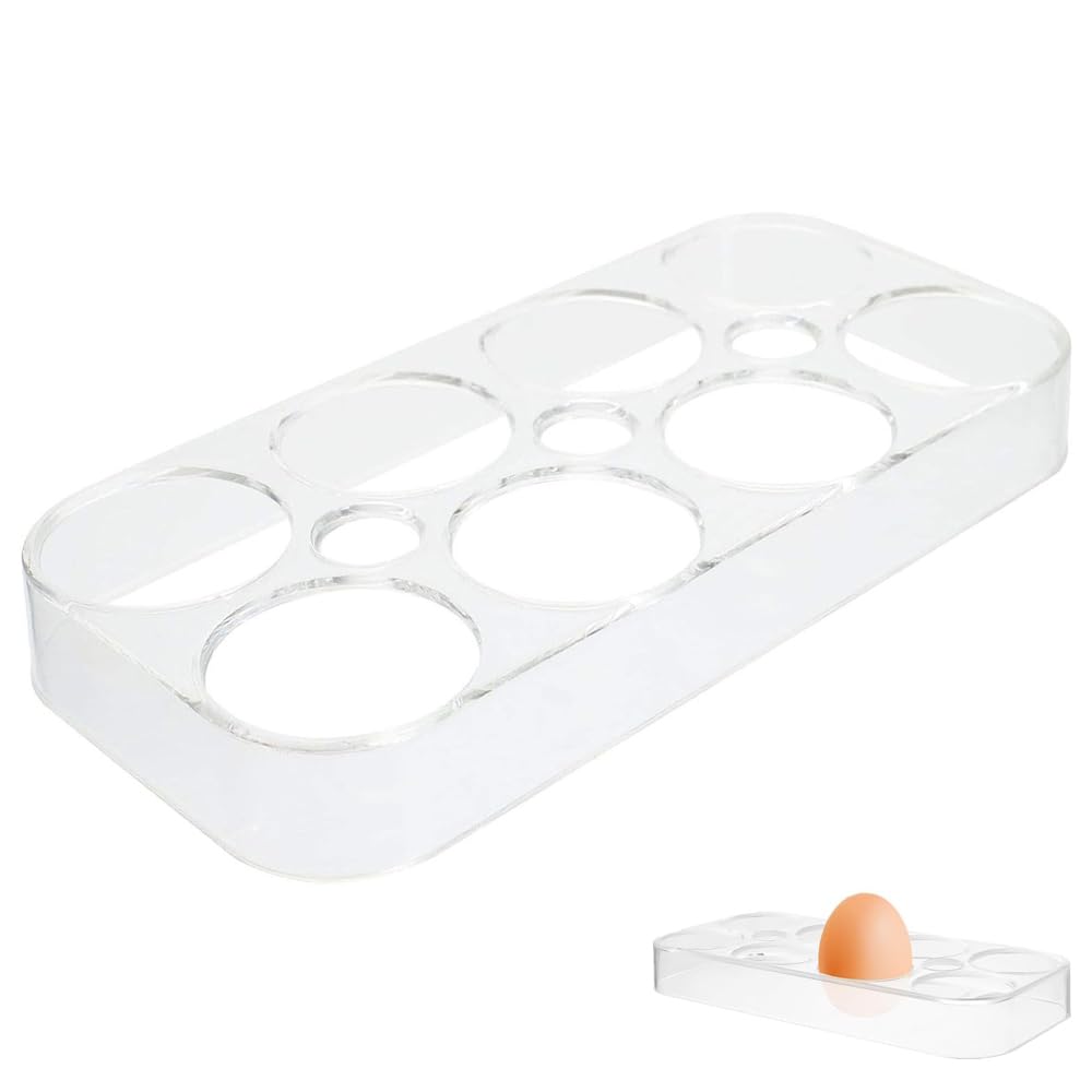 Refrigerator Egg Tray Durable Plastic Egg Holder Boxes 8 Eggs Egg Rack Shelf Holder for Kitchen Refrigerator Countertop