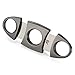 ALASKA BEAR® - Gunmetal Cigar Cutter Stainless Steel Guillotine Double Cut Blade in Black Gift Pouch, Black