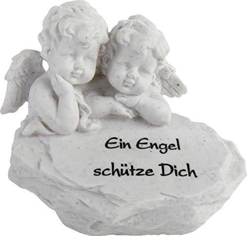 Grabengel Zwei Engel auf Stein mit dem Spruch EIN Engel schütze Dich