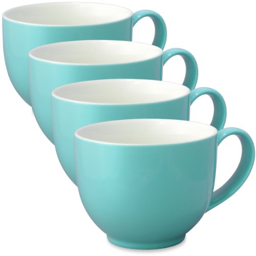 FORLIFE Q Tea Cup with Handle (Set of 4), 10 oz., Turquoise