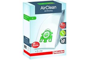 Miele Original AirClean 3D Efficiency U Vacuum Cleaner Bags for Miele Dynamic U1 and S7 Models, Filters More Than 99.9% of Dust, Pack of 4 – 10123230