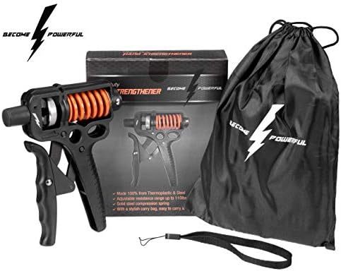 BecomePowerful Hand Grip Strengthener Heavy Duty for Athletes - Forearm Exerciser Finger Stretcher โ Adjustable Gripper for Workout Therapy - 100% Made of Thermoplastic & Metal โ Be Strong as a Bull
