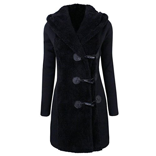 BSGSH Women Pea Coat, Women's Classic Single Breasted Winter Warm Overcoat Jacket (Black, S)