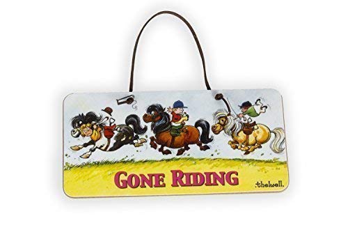 Thelwell 'Gone Riding' Rectangular Door Sign, 20cm x 10cm, Melamine, Humorous Theme